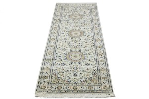Cream Floral 3X8 Indo-Nain Oriental Runner Rug