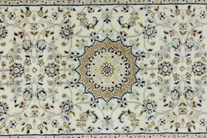 Cream Floral 3X8 Indo-Nain Oriental Runner Rug