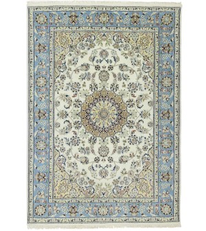 Cream Floral 5X7 Indo-Nain Oriental Rug
