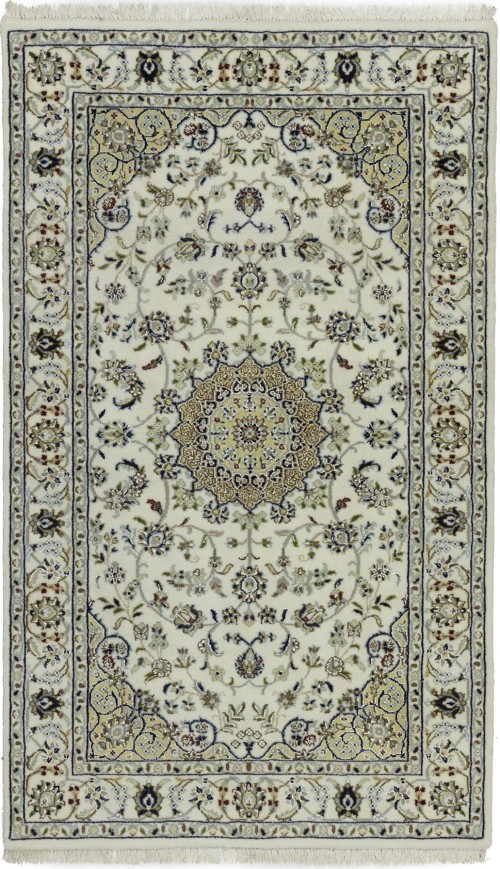 Cream Floral 3'3X5'5 Indo-Nain Oriental Rug