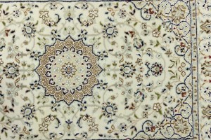 Cream Floral 3X12 Indo-Nain Oriental Runner Rug