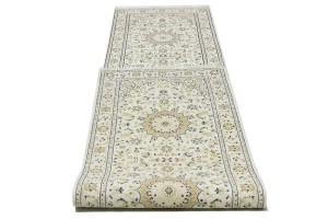 Cream Floral 3X12 Indo-Nain Oriental Runner Rug