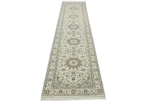 Cream Floral 3X12 Indo-Nain Oriental Runner Rug