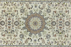 Cream Floral 3X12 Indo-Nain Oriental Runner Rug