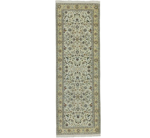 Cream Floral 3X10 Indo-Nain Oriental Runner Rug