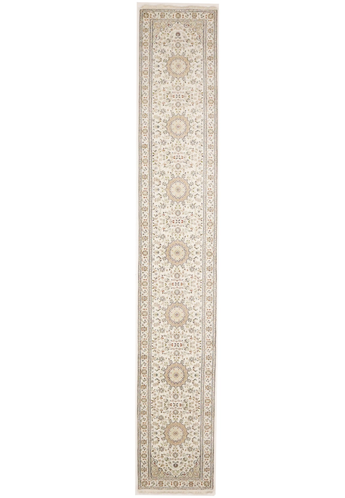 Cream Floral 3X16 Indo-Nain Oriental Runner Rug