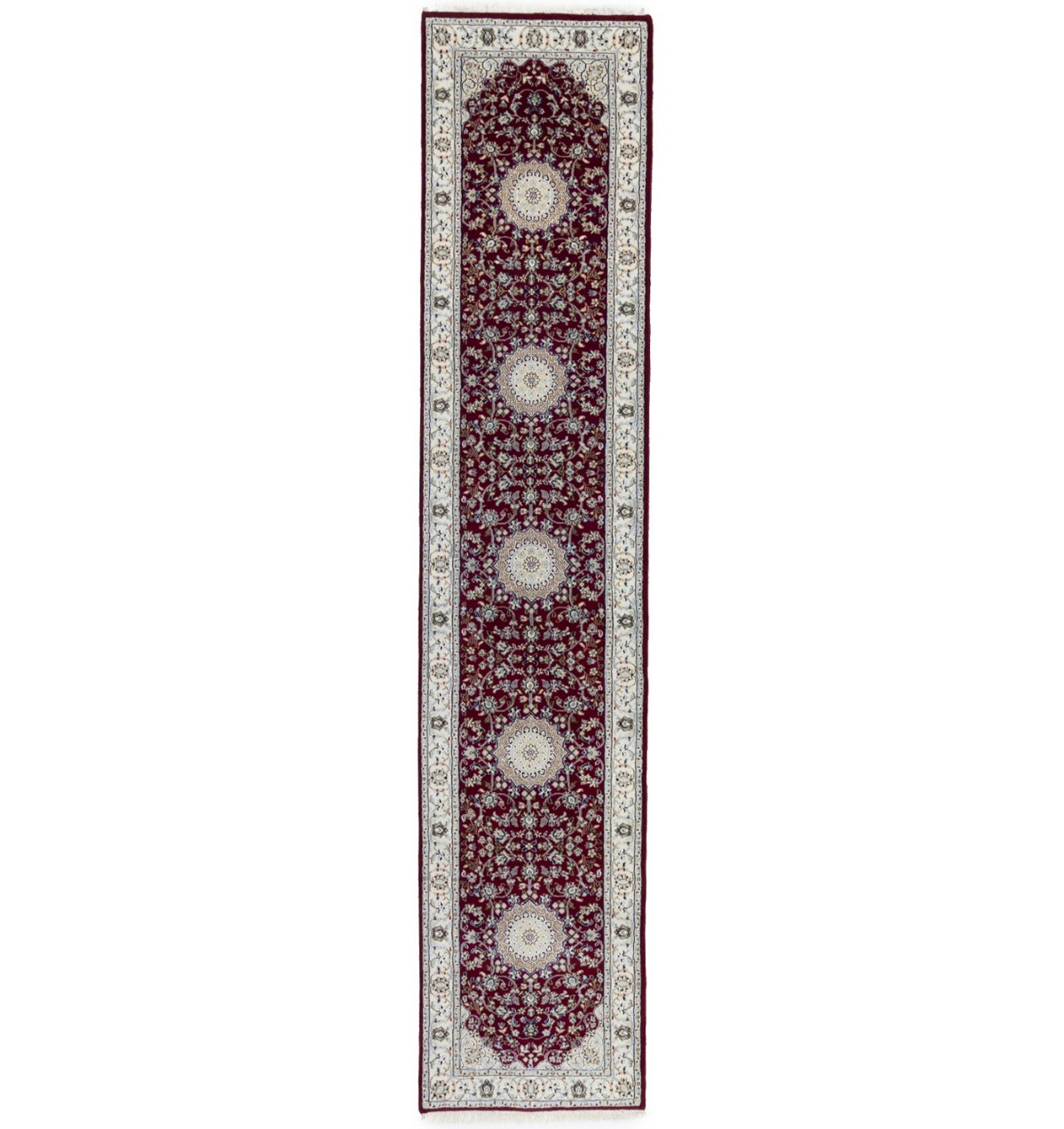 Red Floral 3X12 Indo-Nain Oriental Runner Rug