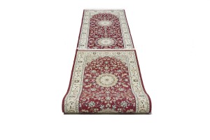 Red Floral 3X12 Indo-Nain Oriental Runner Rug