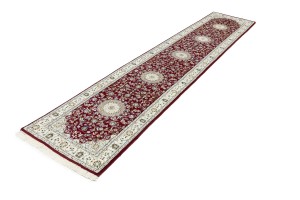 Red Floral 3X12 Indo-Nain Oriental Runner Rug