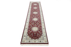 Red Floral 3X12 Indo-Nain Oriental Runner Rug