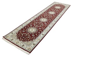 Red Floral 3X10 Indo-Nain Oriental Runner Rug