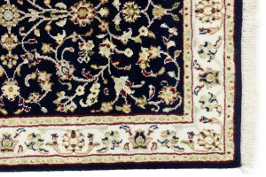 Dark Navy Floral 2'5X8'4 Indo-Nain Oriental Runner Rug