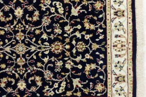 Dark Navy Floral 2'5X8'4 Indo-Nain Oriental Runner Rug