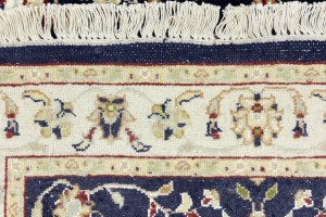 Dark Navy Floral 2'5X8'4 Indo-Nain Oriental Runner Rug