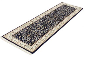 Dark Navy Floral 2'5X8'4 Indo-Nain Oriental Runner Rug