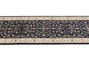 Dark Navy Floral 2'5X8'4 Indo-Nain Oriental Runner Rug