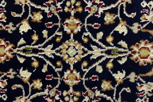 Dark Navy Floral 2'5X8'4 Indo-Nain Oriental Runner Rug