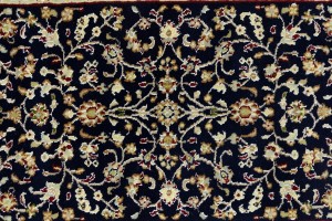 Dark Navy Floral 2'5X8'4 Indo-Nain Oriental Runner Rug