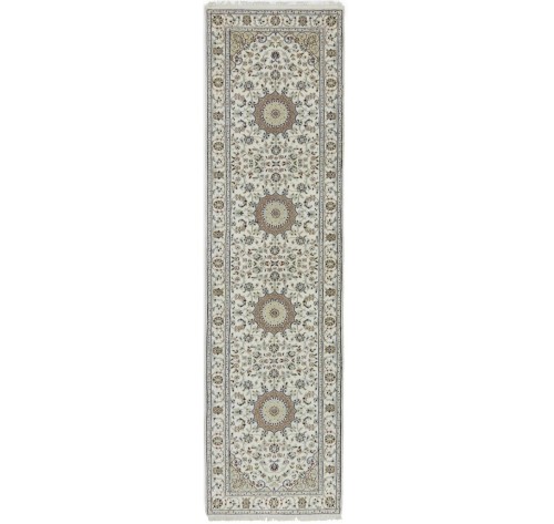 Cream Floral 3X10 Indo-Nain Oriental Runner Rug