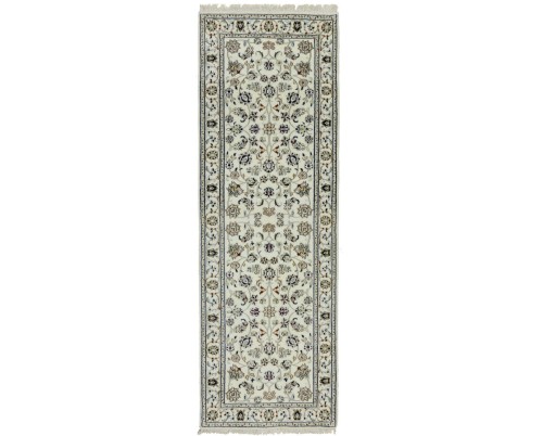 Cream Floral 3X8 Indo-Nain Oriental Runner Rug