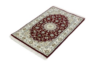 Red Floral 2X3 Indo-Nain Oriental Rug