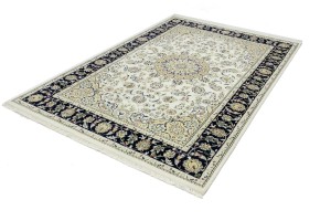 Cream Floral 6X9 Indo-Nain Oriental Rug