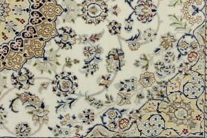 Cream Floral 5X7 Indo-Nain Oriental Rug