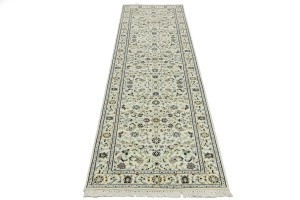 Cream Floral 3X10 Indo-Nain Oriental Runner Rug