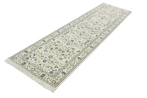 Cream Floral 3X10 Indo-Nain Oriental Runner Rug