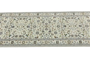 Cream Floral 3X10 Indo-Nain Oriental Runner Rug