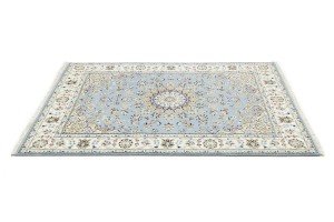 Light Blue-gray Floral 5X7 Indo-Nain Oriental Rug