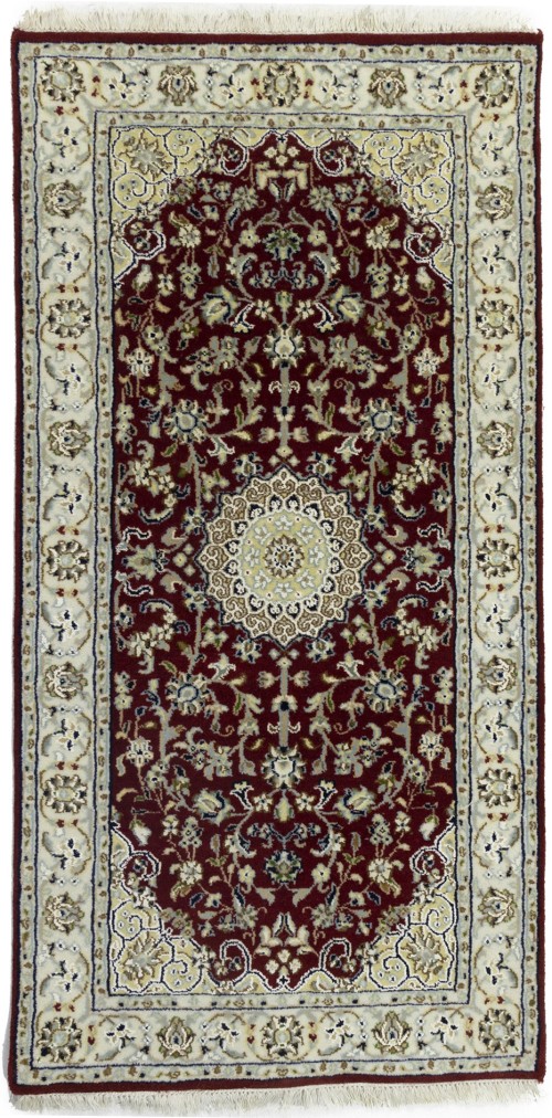 Red Floral 2'5X4'9 Indo-Nain Oriental Rug