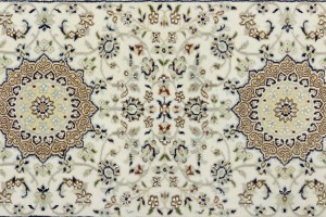Cream Floral 3X10 Indo-Nain Oriental Runner Rug