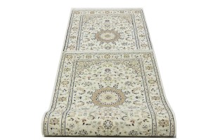 Cream Floral 3X10 Indo-Nain Oriental Runner Rug