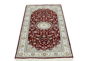 Red Floral 3X5 Indo-Nain Oriental Rug