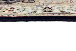 Dark Navy Floral 3X3 Indo-Nain Oriental Square Rug