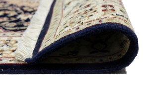 Dark Navy Floral 3X3 Indo-Nain Oriental Square Rug