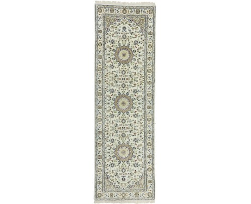 Cream Floral 2'7X8'4 Indo-Nain Oriental Runner Rug