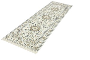 Cream Floral 2'7X8'4 Indo-Nain Oriental Runner Rug