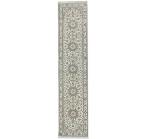 Cream Floral 3X13 Indo-Nain Oriental Runner Rug