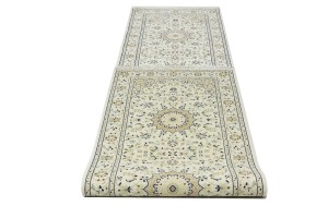 Cream Floral 3X13 Indo-Nain Oriental Runner Rug