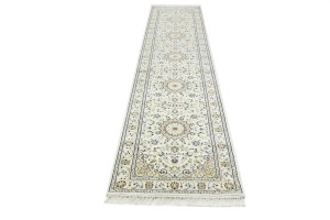 Cream Floral 3X13 Indo-Nain Oriental Runner Rug
