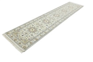 Cream Floral 3X13 Indo-Nain Oriental Runner Rug