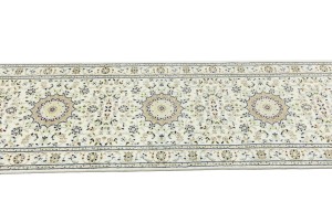 Cream Floral 3X13 Indo-Nain Oriental Runner Rug