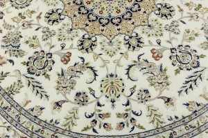 Cream Floral 9X9 Indo-Nain Oriental Round Rug