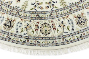 Cream Floral 9X9 Indo-Nain Oriental Round Rug