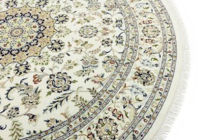 Cream Floral 9X9 Indo-Nain Oriental Round Rug