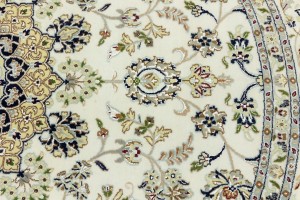 Cream Floral 9X9 Indo-Nain Oriental Round Rug