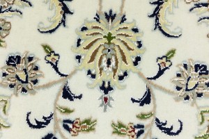 Cream Floral 9X9 Indo-Nain Oriental Round Rug