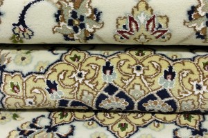 Cream Floral 9X9 Indo-Nain Oriental Round Rug